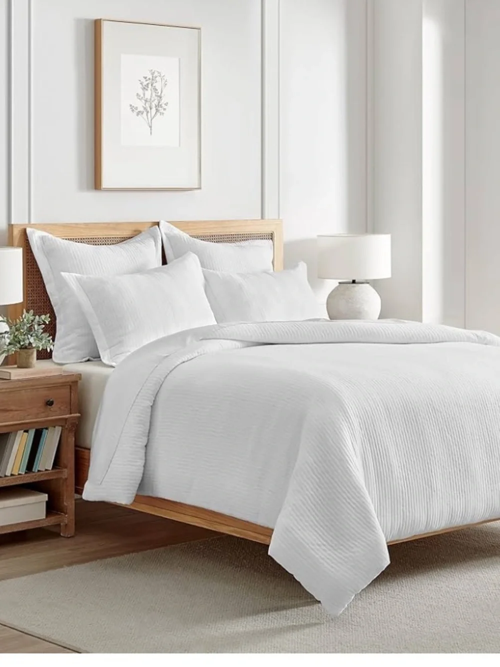 Levtex White Cross-Stitch Quilted Duvet Set white/new